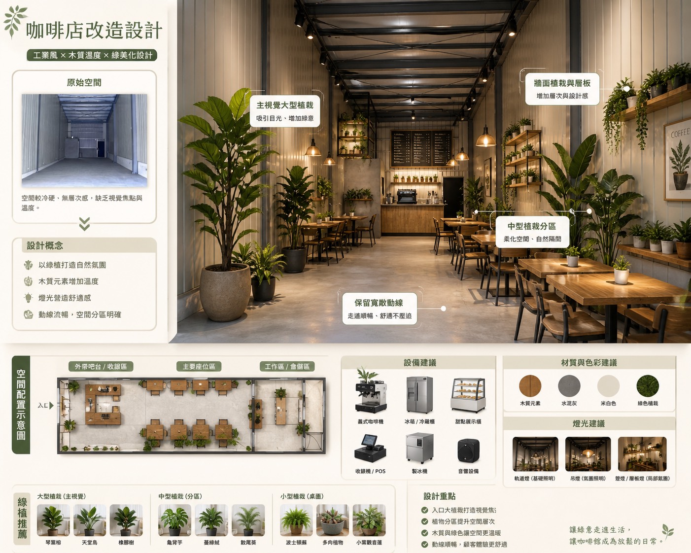 AI綠美化教學圖卡：咖啡店改造案例